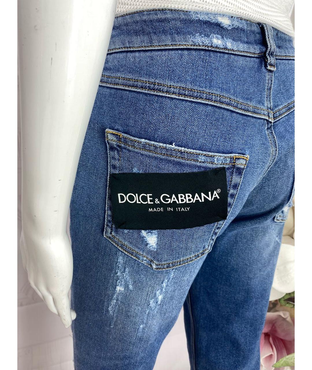 DOLCE&GABBANA Синие хлопко-эластановые джинсы слим, фото 7