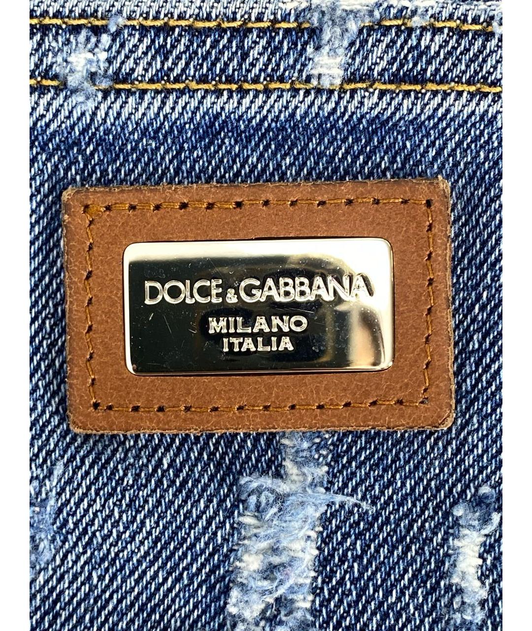 DOLCE&GABBANA Синие хлопко-эластановые джинсы слим, фото 4