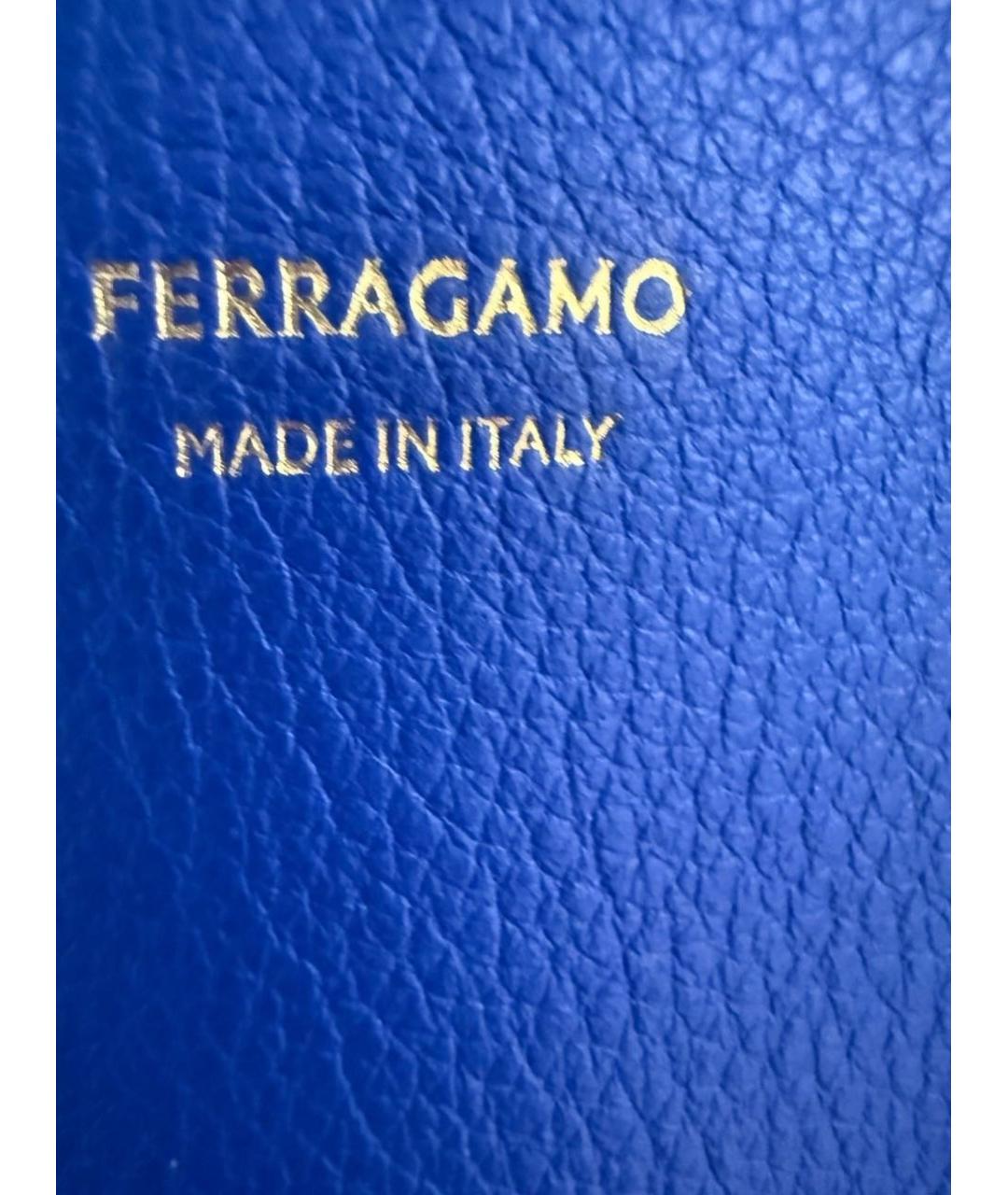 FERRAGAMO Синяя кожаная сумка с короткими ручками, фото 7