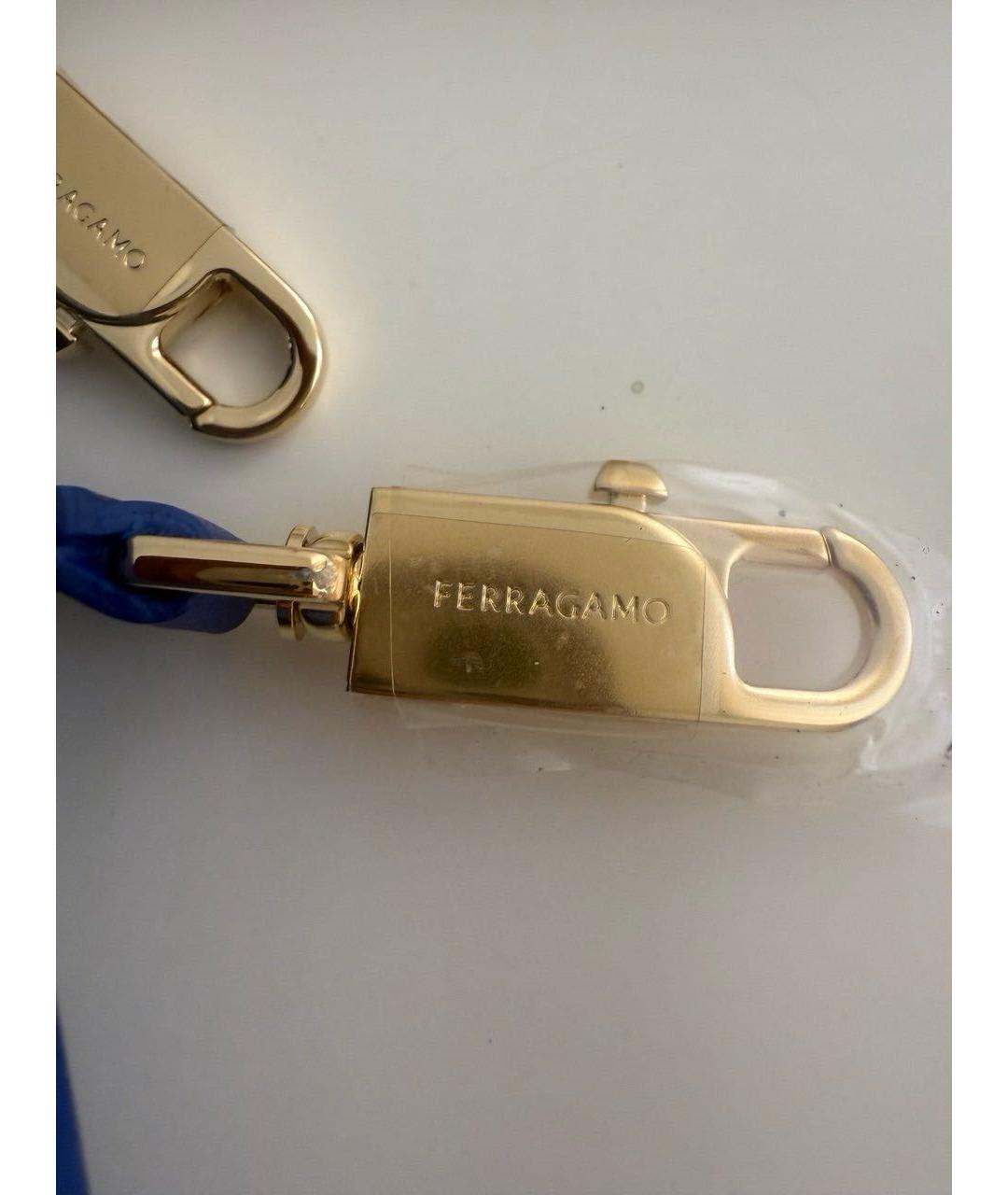 FERRAGAMO Синяя кожаная сумка с короткими ручками, фото 5