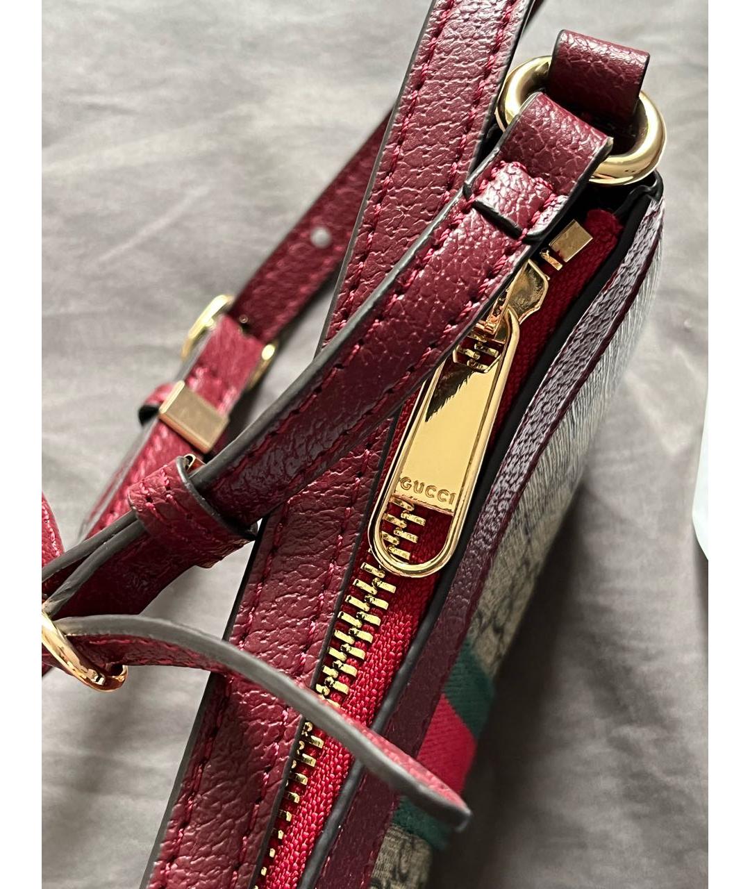 GUCCI Красная кожаная сумка через плечо, фото 5