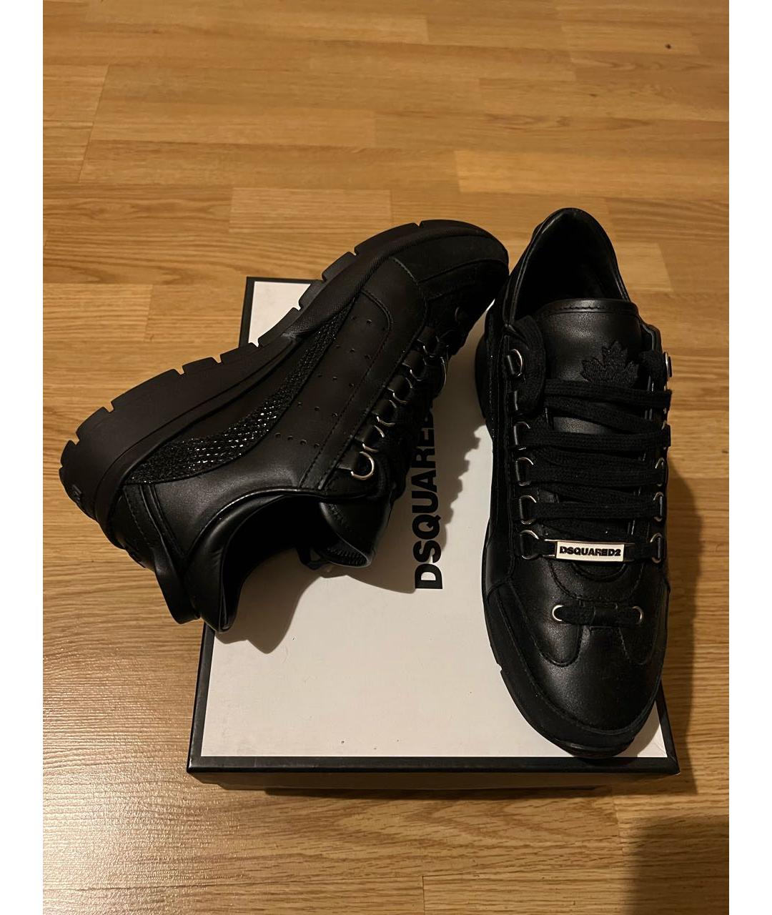 DSQUARED2 Черные кожаные кроссовки, фото 3