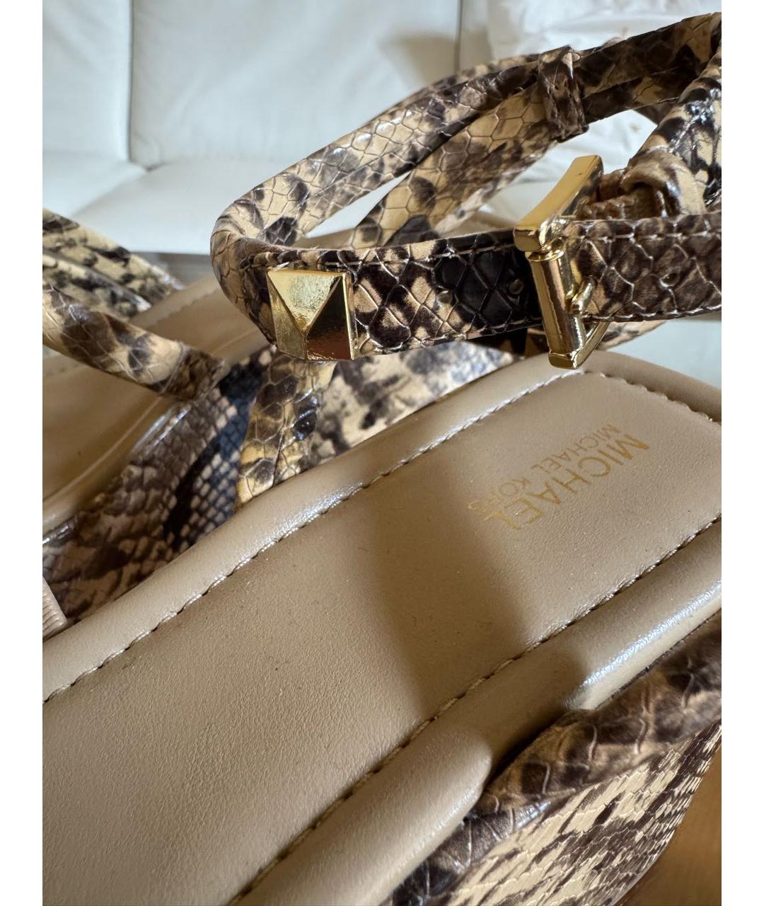 MICHAEL KORS Коричневые кожаные босоножки, фото 5