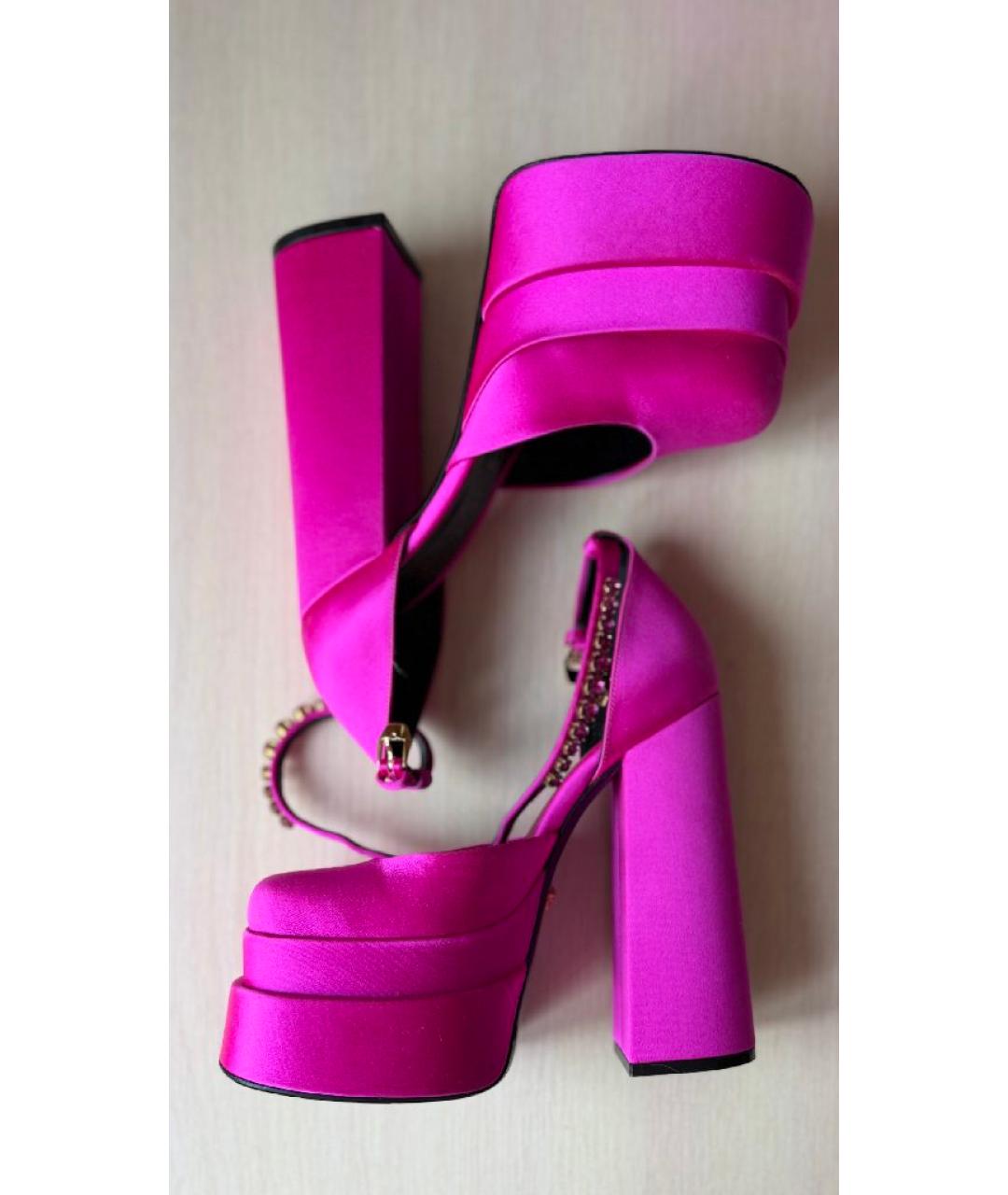 VERSACE Фуксия текстильные туфли, фото 4