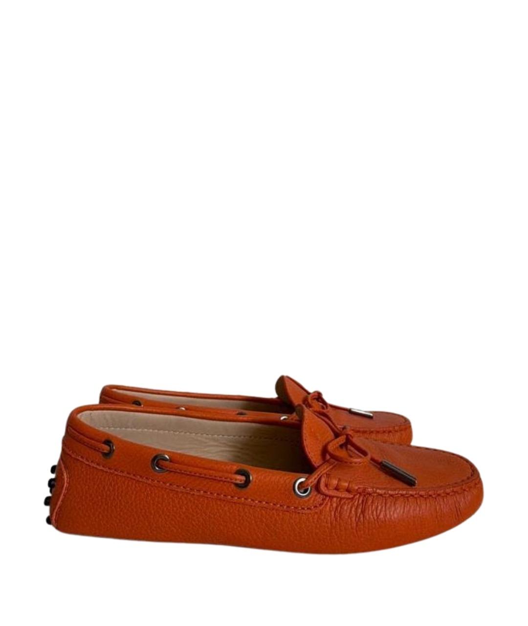 TOD'S Оранжевые кожаные мокасины, фото 1