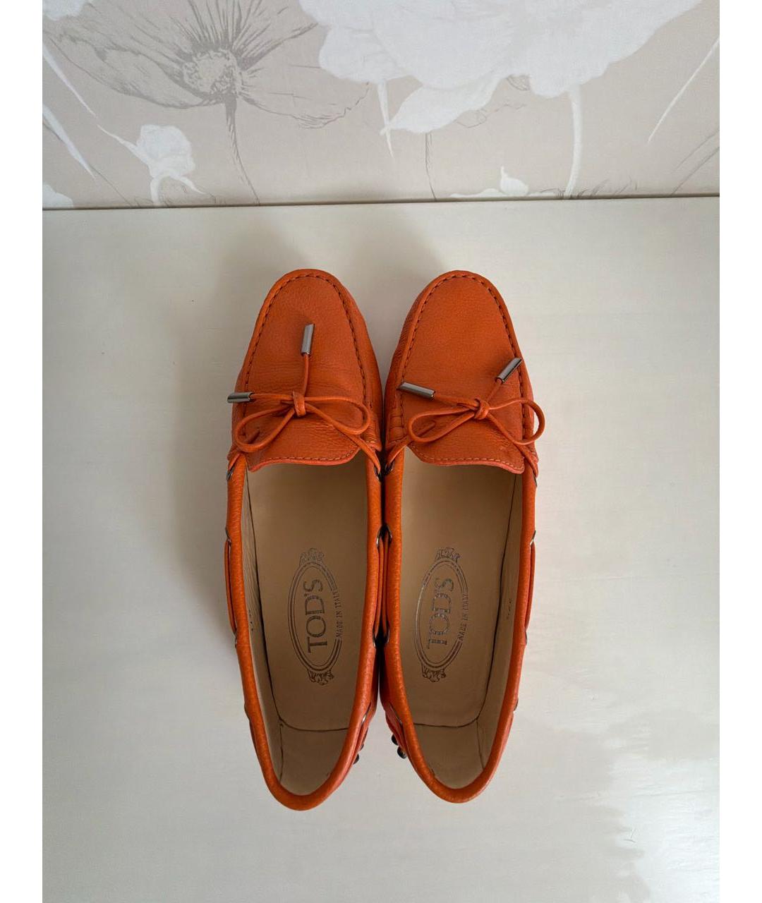 TOD'S Оранжевые кожаные мокасины, фото 3