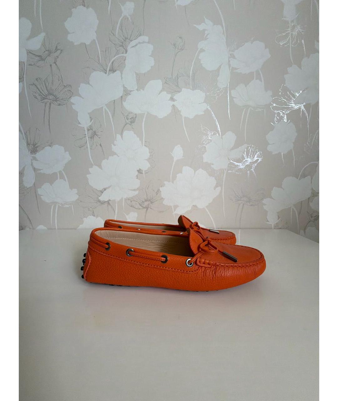 TOD'S Оранжевые кожаные мокасины, фото 6