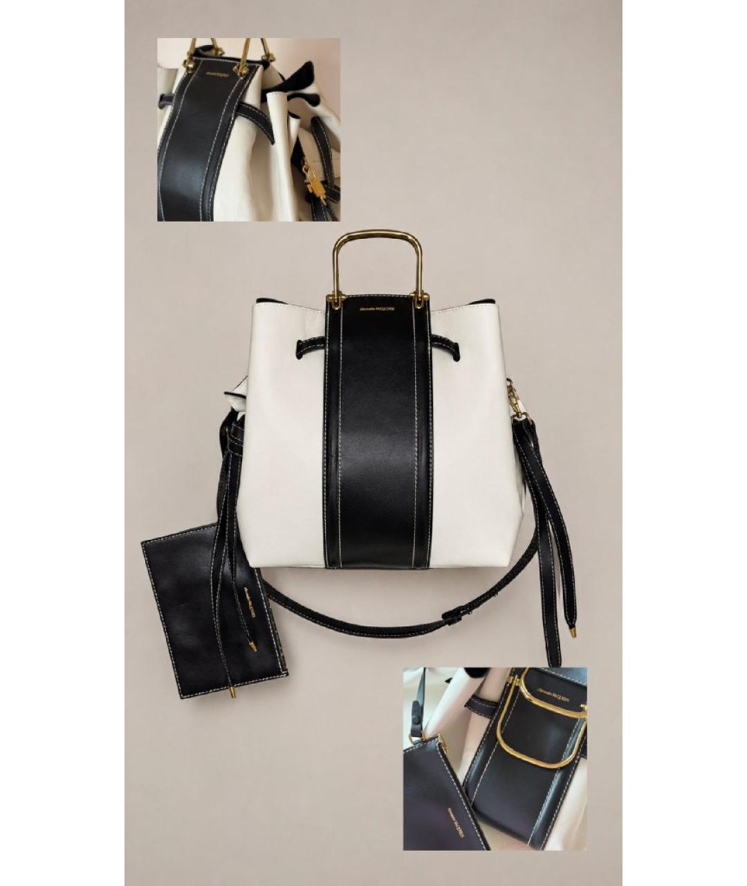 ALEXANDER MCQUEEN Белая кожаная сумка с короткими ручками, фото 3