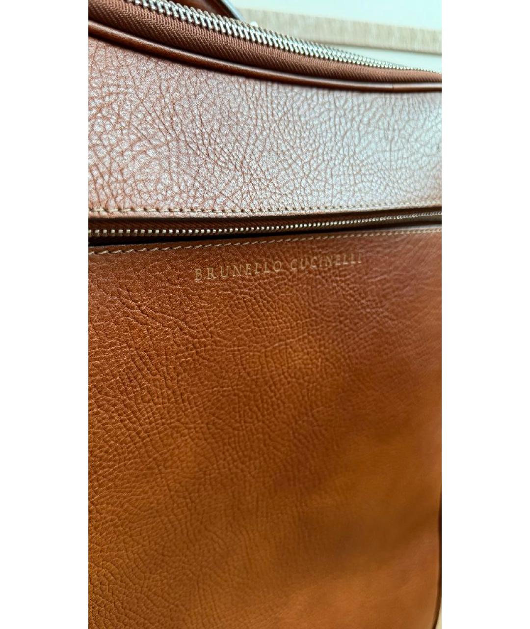 BRUNELLO CUCINELLI Коричневый кожаный чемодан, фото 5