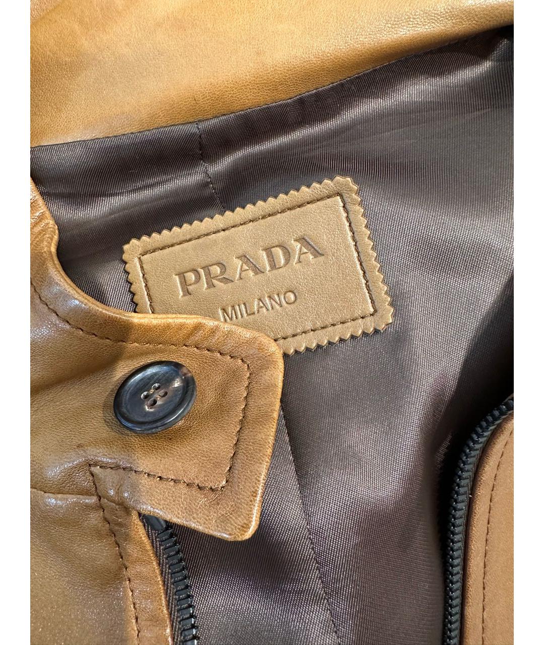 PRADA Коричневая кожаная куртка, фото 6