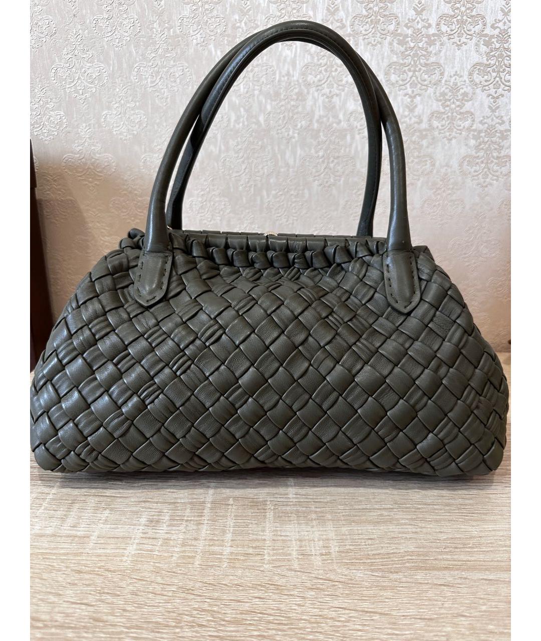 FURLA Зеленая кожаная сумка с короткими ручками, фото 3