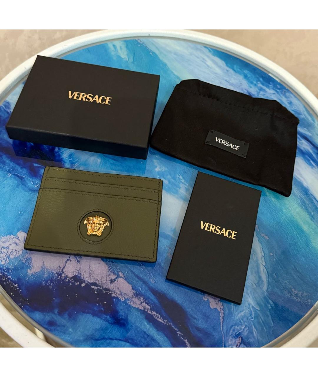 VERSACE Хаки кожаный кардхолдер, фото 4