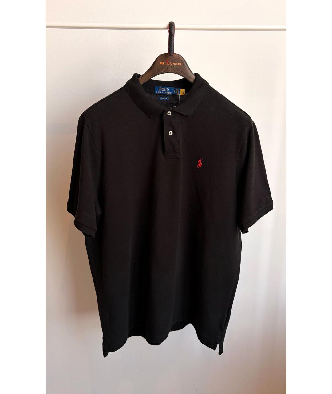 POLO RALPH LAUREN Черное хлопковое поло с коротким рукавом, фото 7