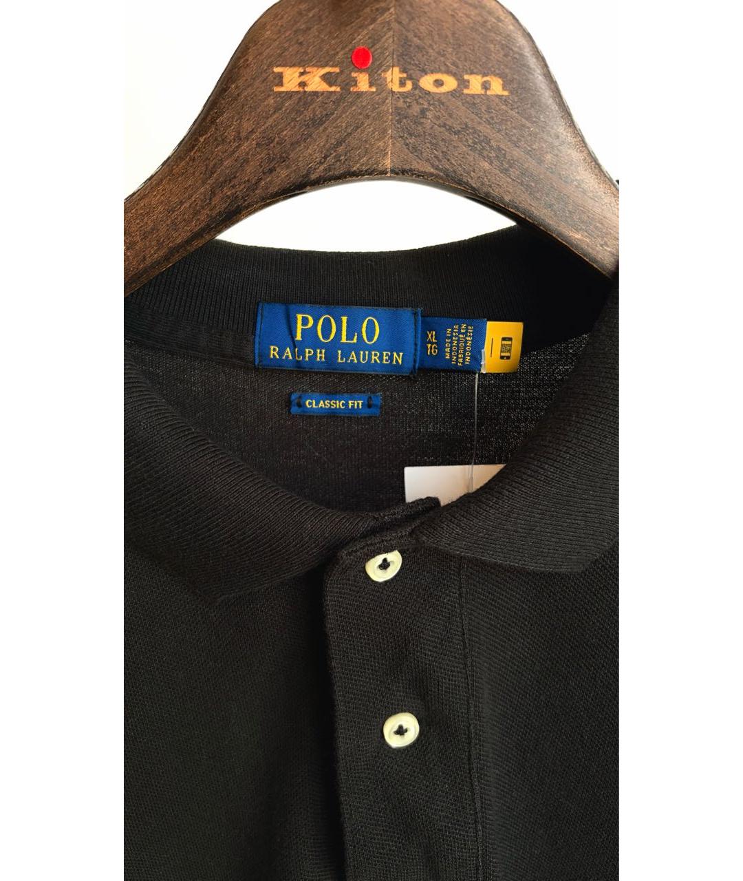 POLO RALPH LAUREN Черное хлопковое поло с коротким рукавом, фото 4
