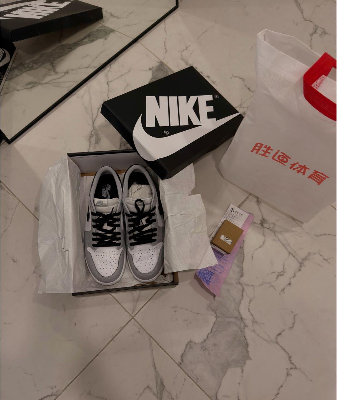 NIKE Серые кожаные низкие кроссовки / кеды, фото 3