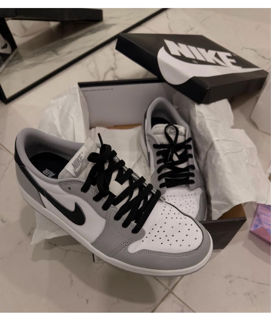 NIKE Серые кожаные низкие кроссовки / кеды, фото 7
