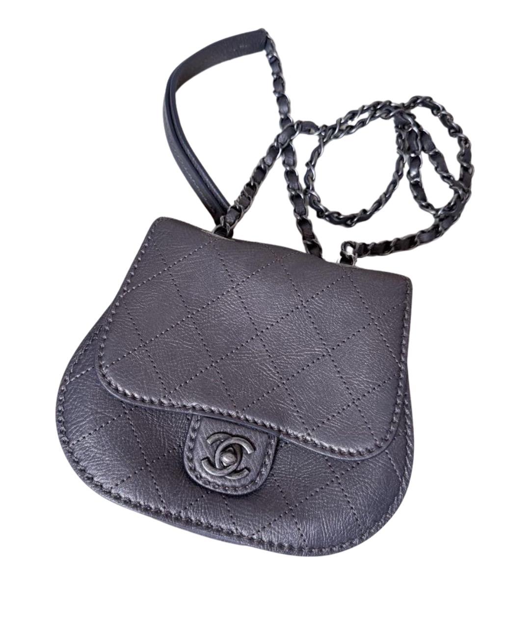 CHANEL Антрацитовая кожаная сумка через плечо, фото 1