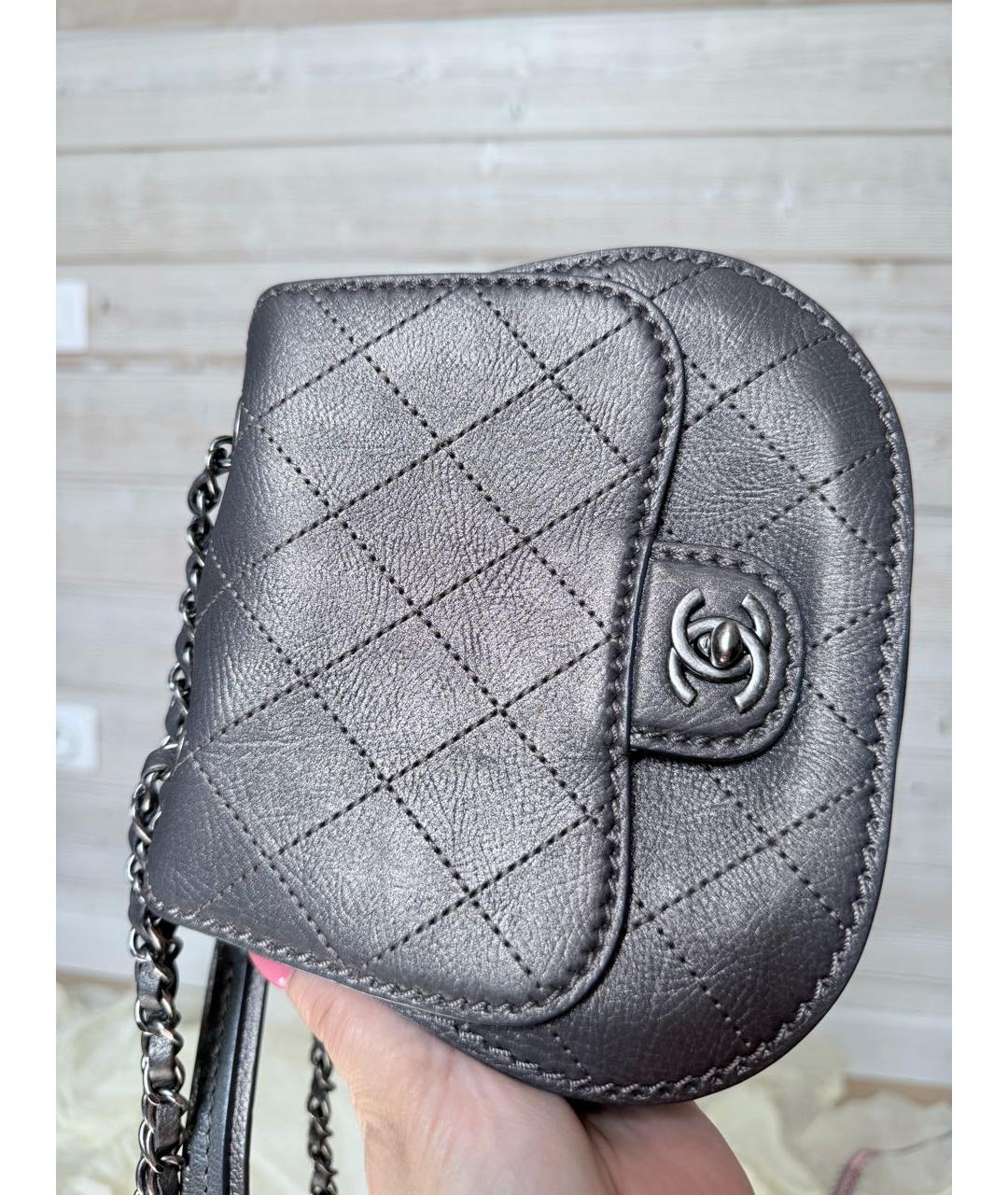 CHANEL Антрацитовая кожаная сумка через плечо, фото 5
