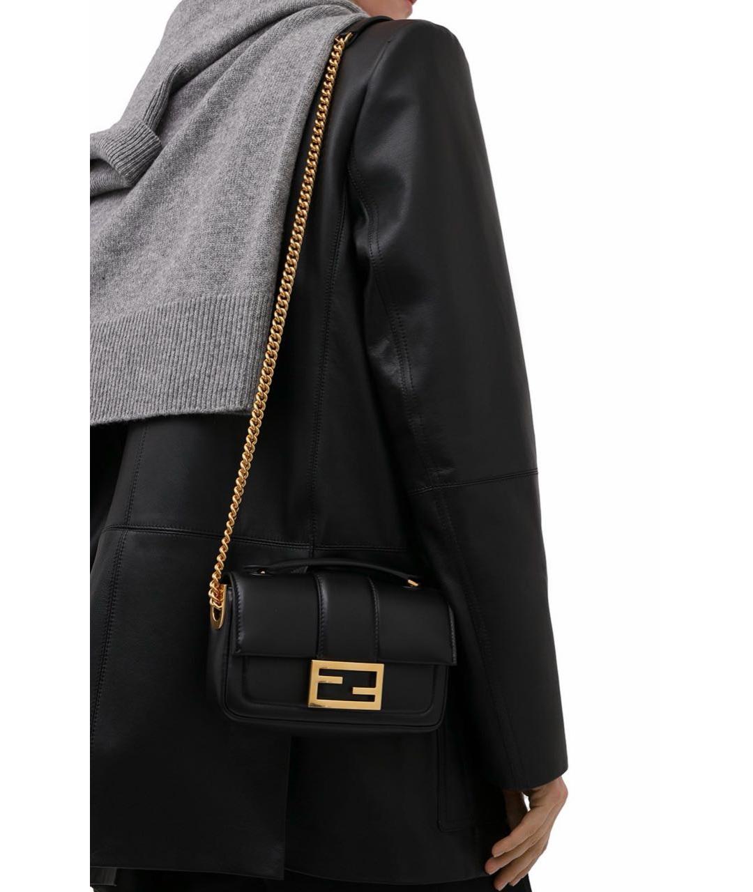 FENDI Черная кожаная сумка через плечо, фото 2