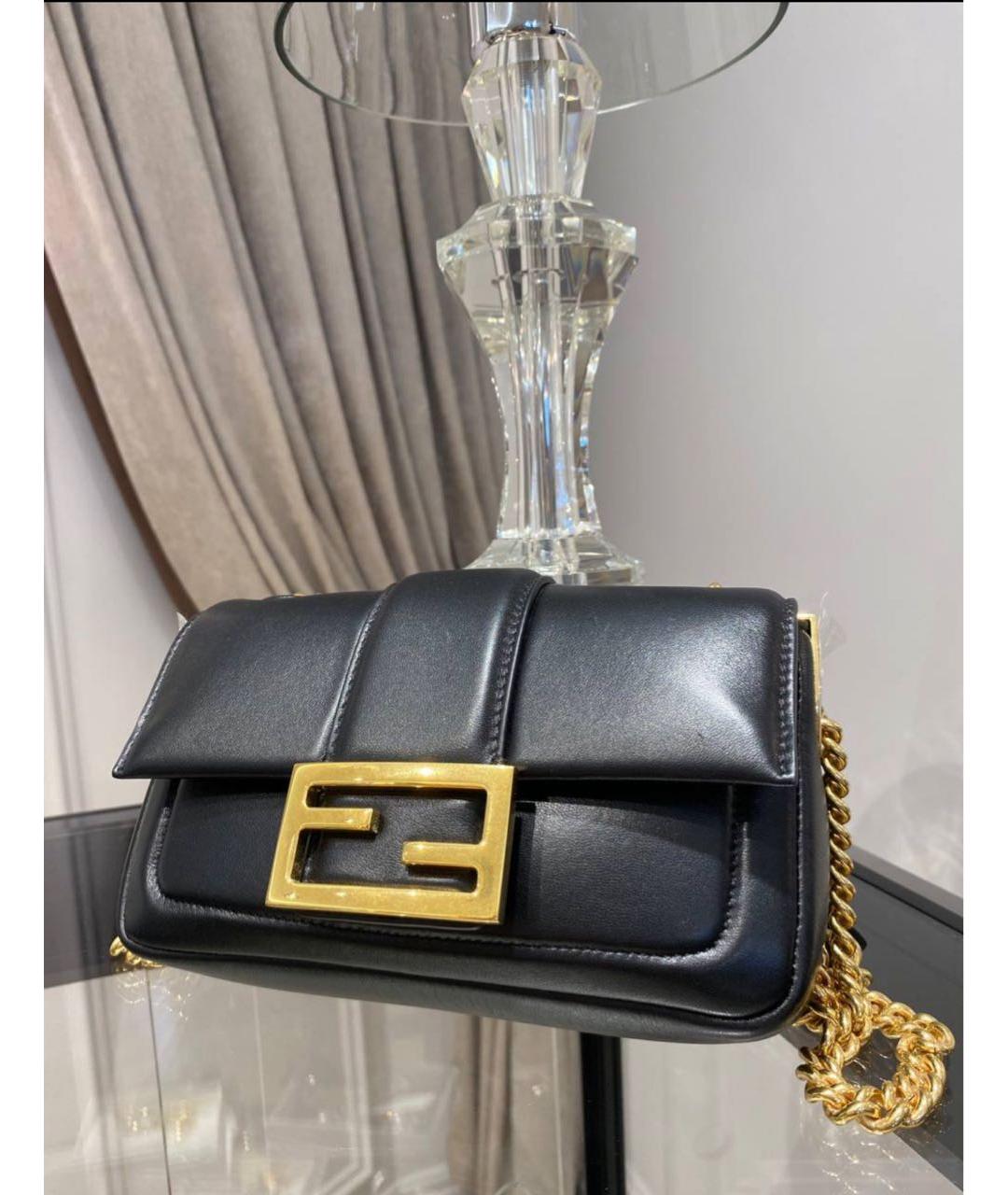 FENDI Черная кожаная сумка через плечо, фото 5