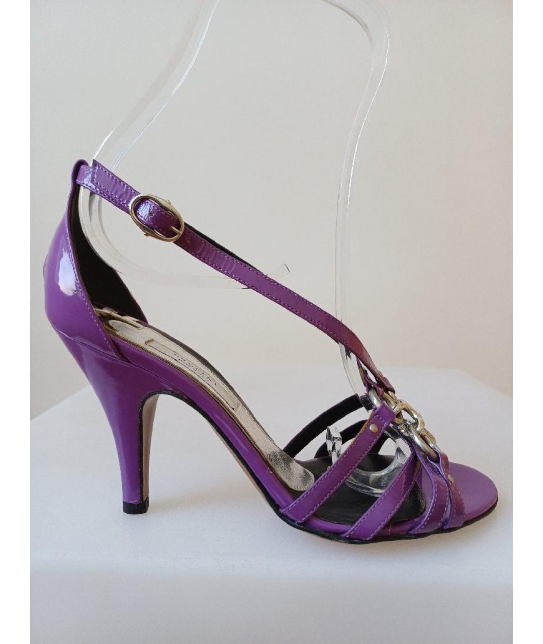 POLLINI Фиолетовые босоножки из лакированной кожи, фото 10