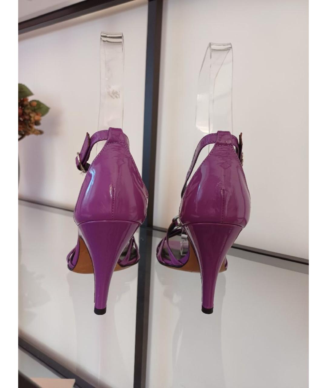 POLLINI Фиолетовые босоножки из лакированной кожи, фото 8