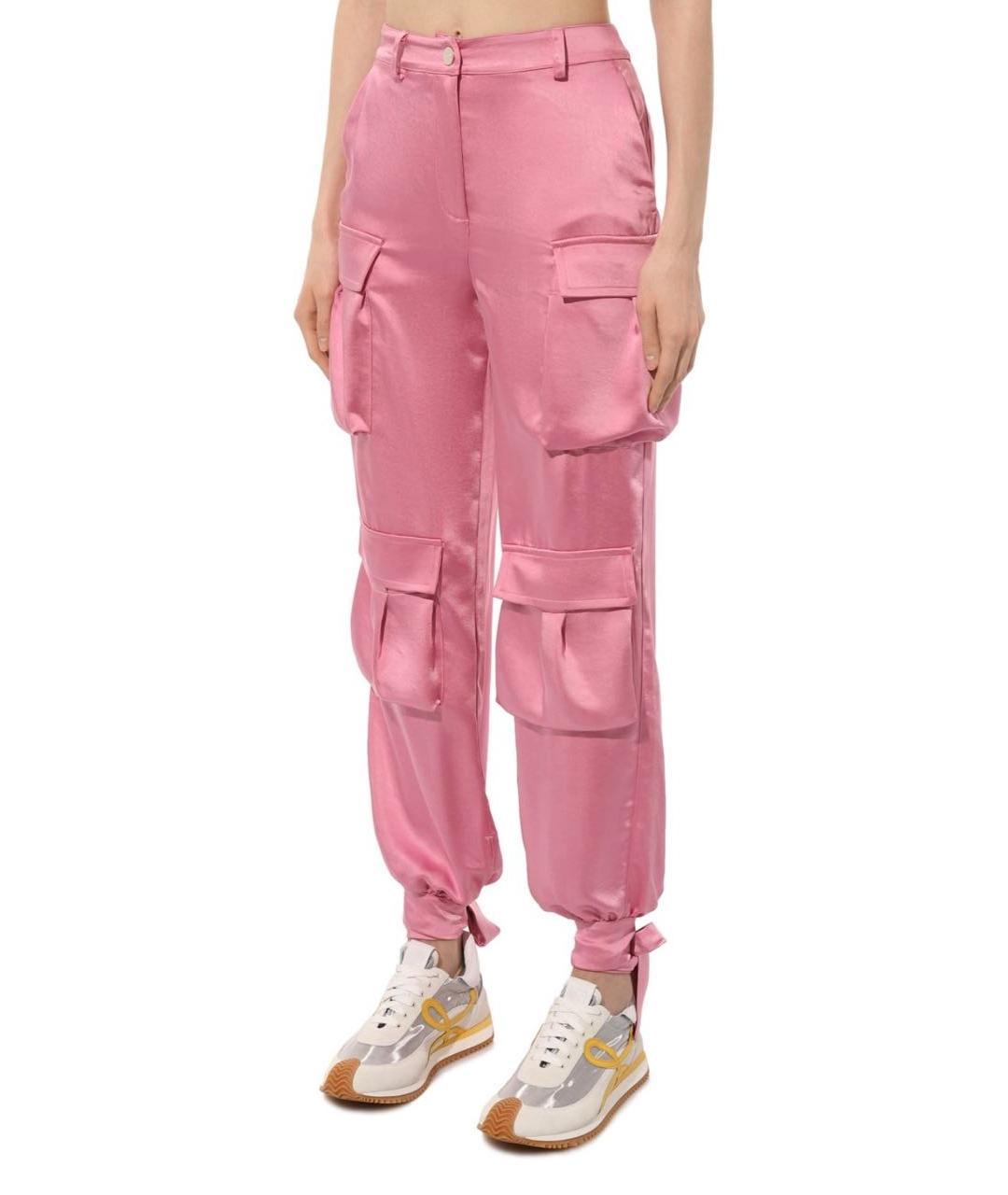 PINKO Розовые полиэстеровые прямые брюки, фото 3