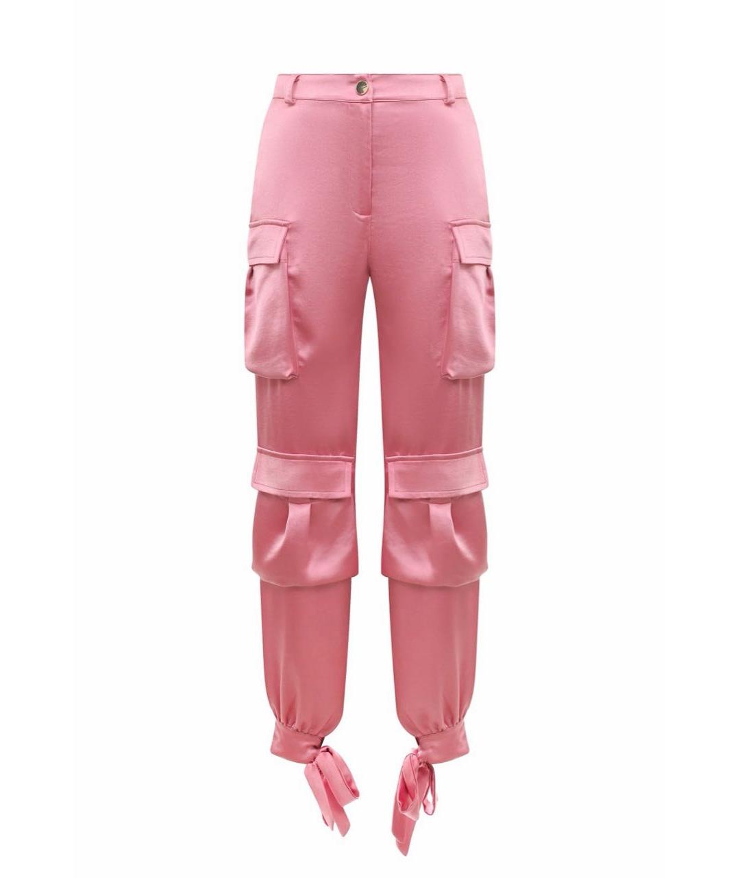 PINKO Розовые полиэстеровые прямые брюки, фото 1