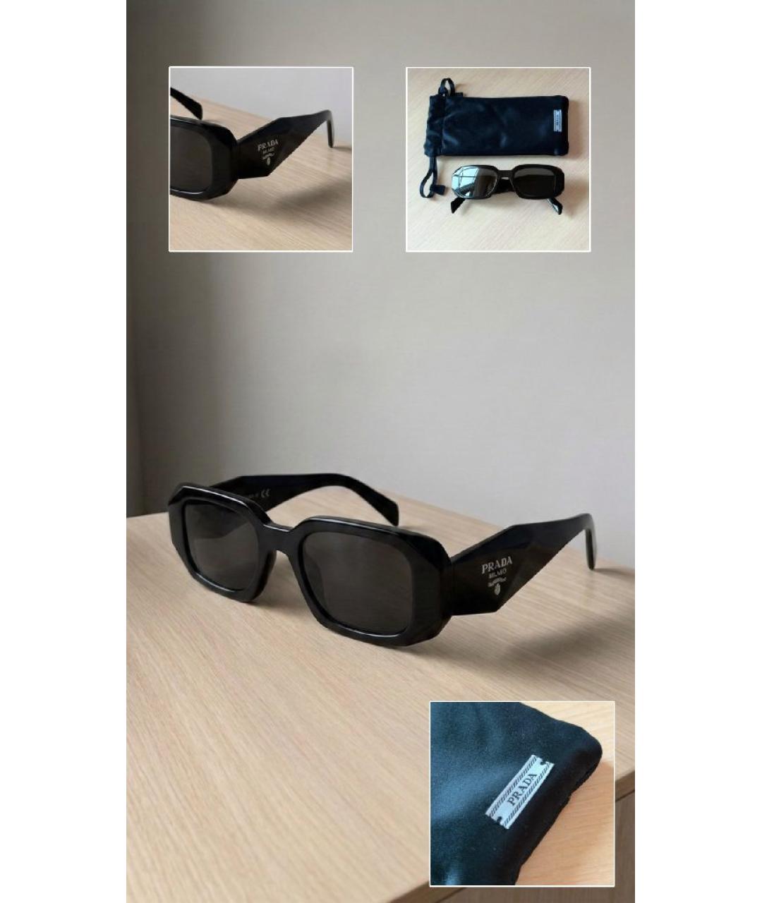 PRADA Черные пластиковые солнцезащитные очки, фото 4