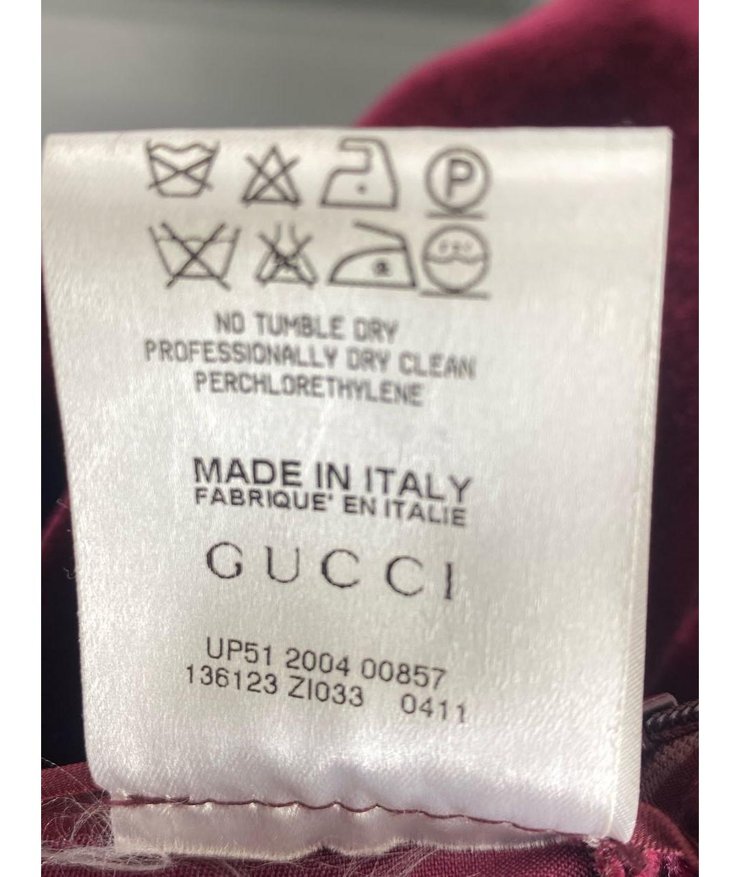 GUCCI Бордовые бархатные брюки узкие, фото 7