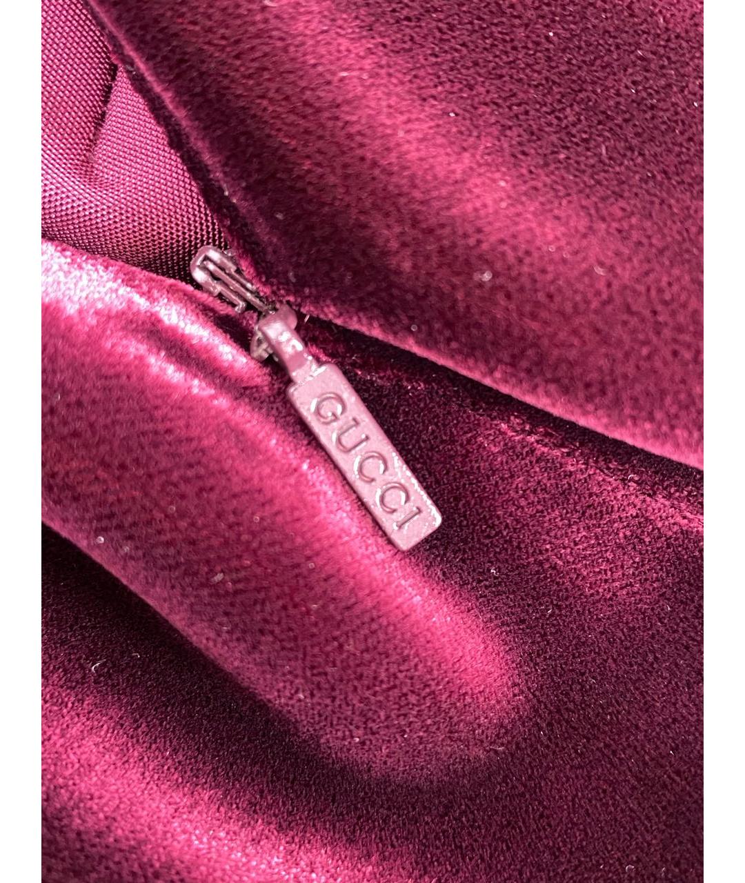 GUCCI Бордовые бархатные брюки узкие, фото 4