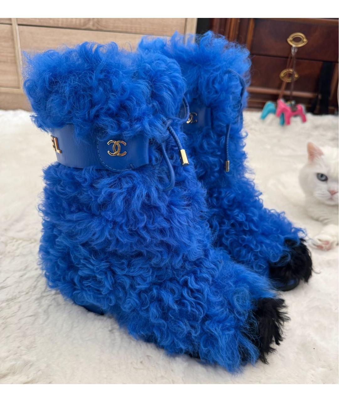 CHANEL Синие сапоги, фото 3