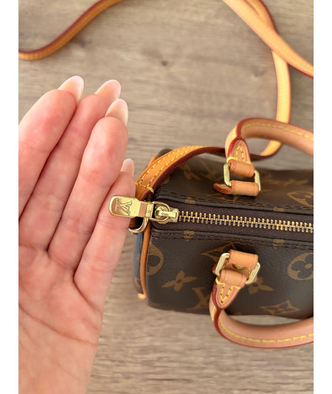 LOUIS VUITTON Коричневая кожаная сумка с короткими ручками, фото 2