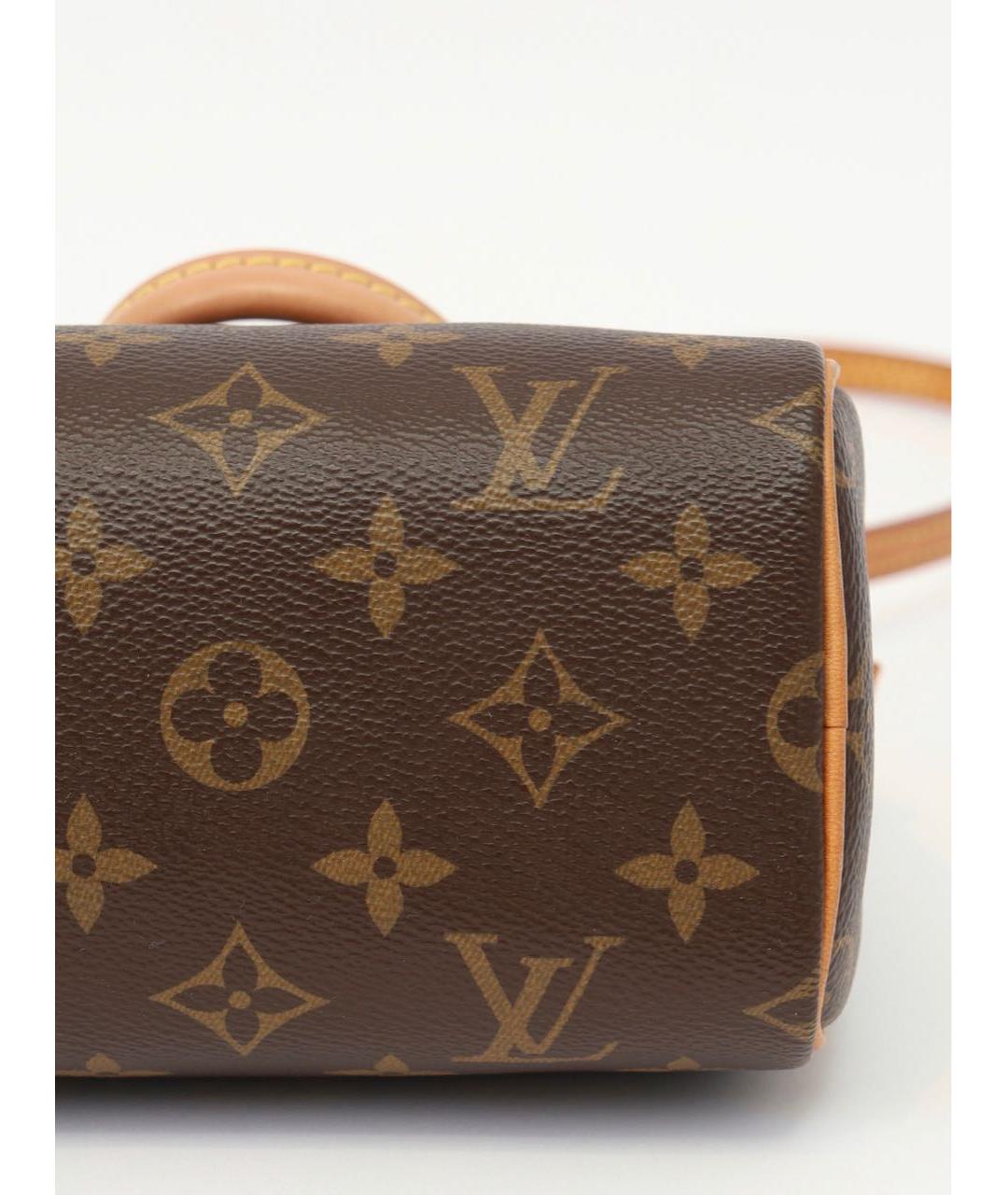 LOUIS VUITTON Коричневая кожаная сумка с короткими ручками, фото 7