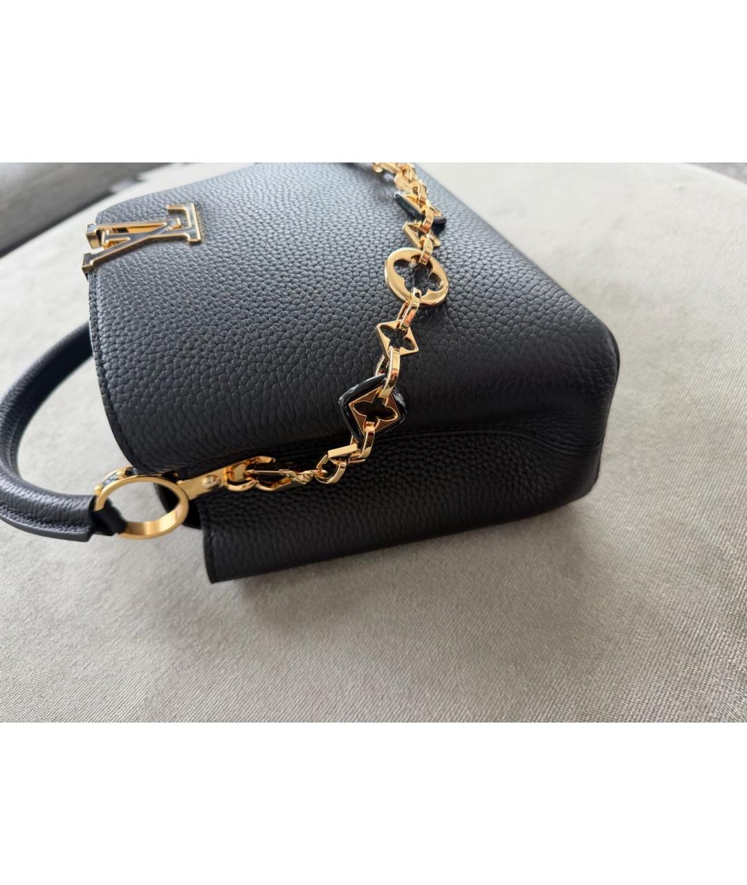 LOUIS VUITTON Черная кожаная сумка с короткими ручками, фото 2