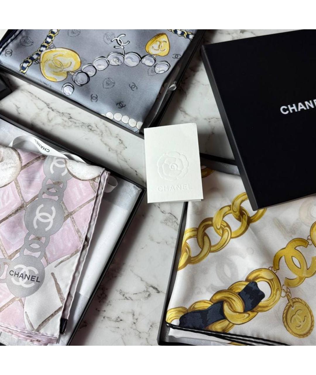 CHANEL Розовый шелковый платок, фото 3