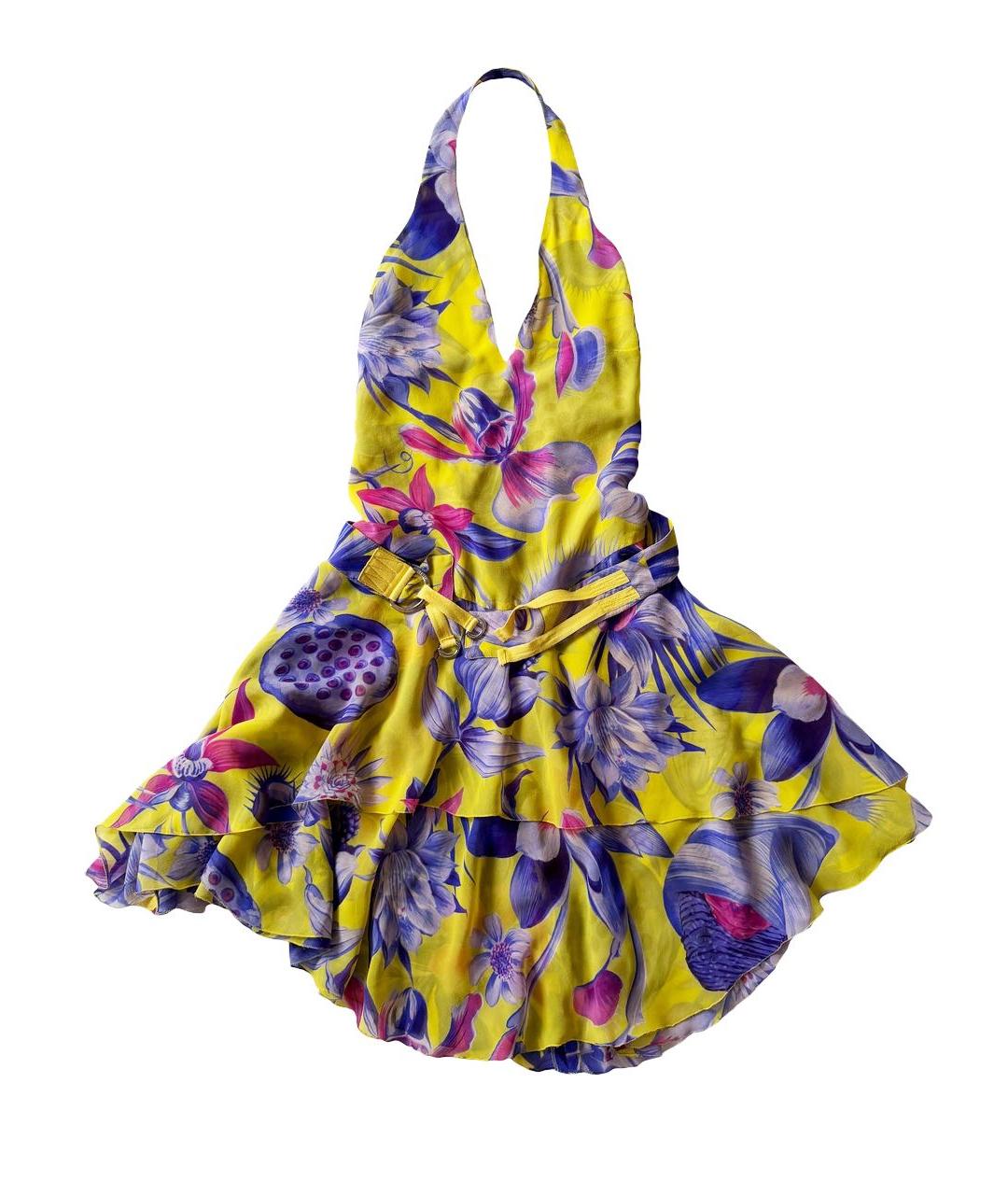VERSUS VERSACE Желтое шелковое коктейльное платье, фото 4