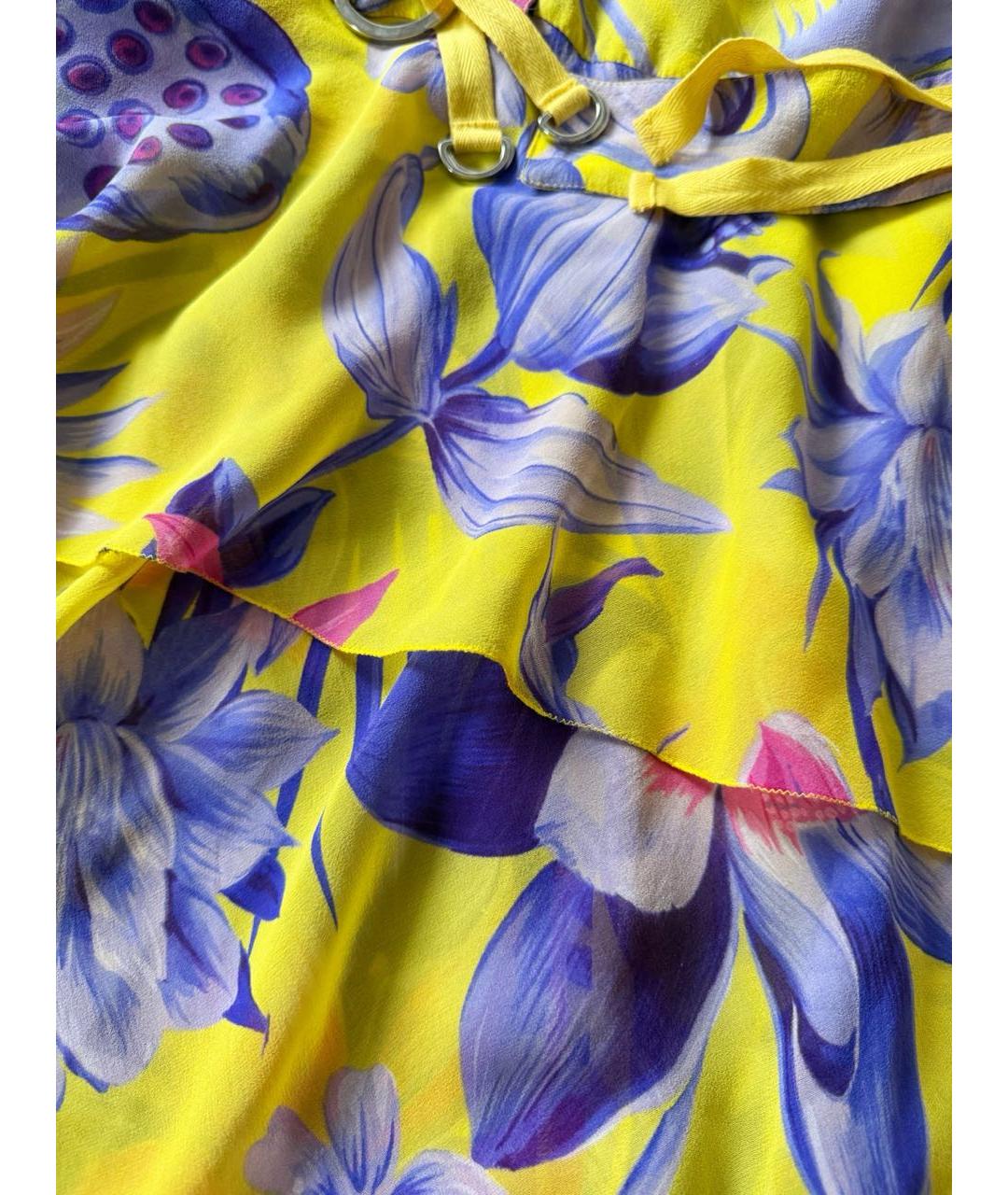 VERSUS VERSACE Желтое шелковое коктейльное платье, фото 6