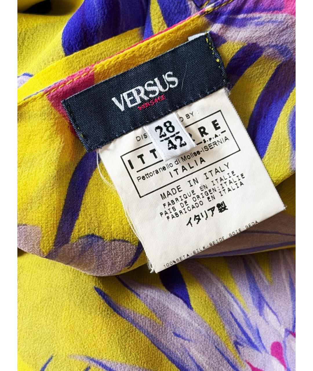 VERSUS VERSACE Желтое шелковое коктейльное платье, фото 3