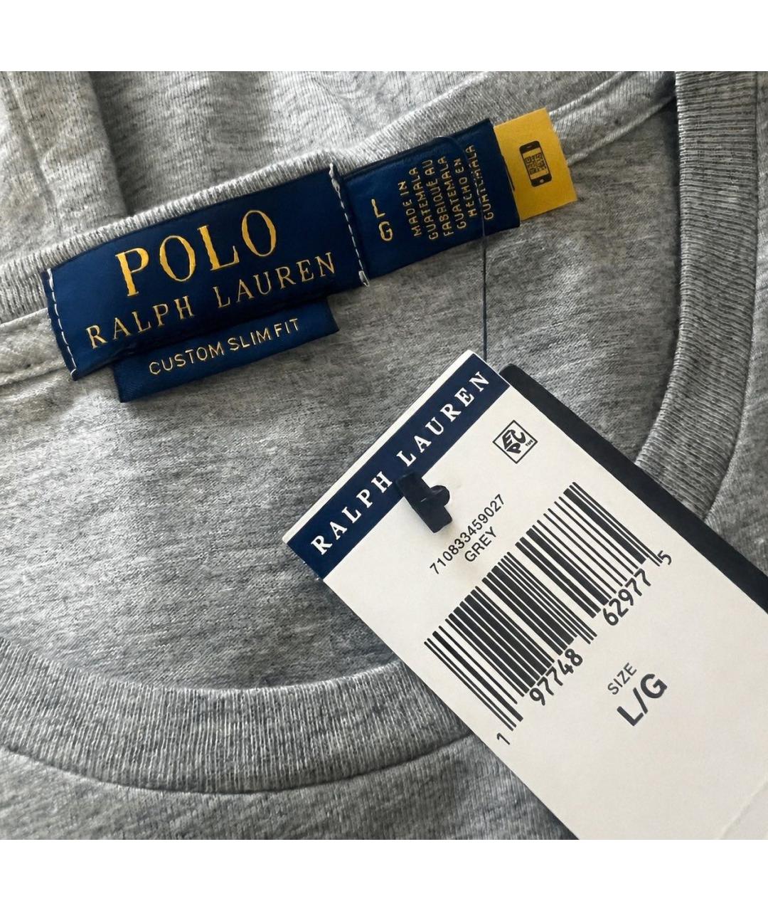 POLO RALPH LAUREN Серая хлопковая футболка, фото 4