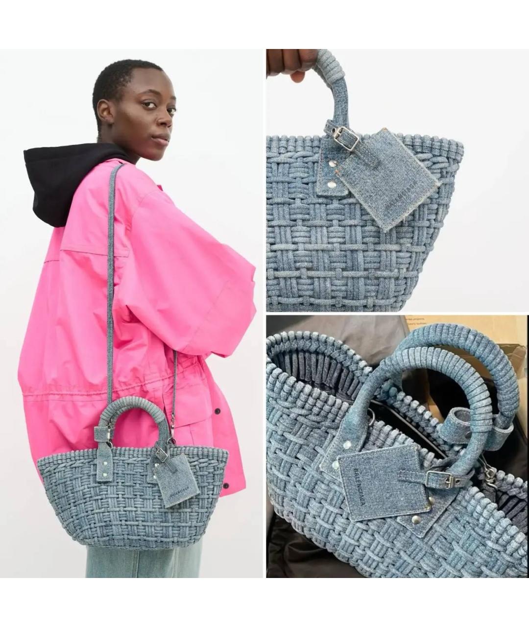 BALENCIAGA Голубая деним сумка через плечо, фото 2