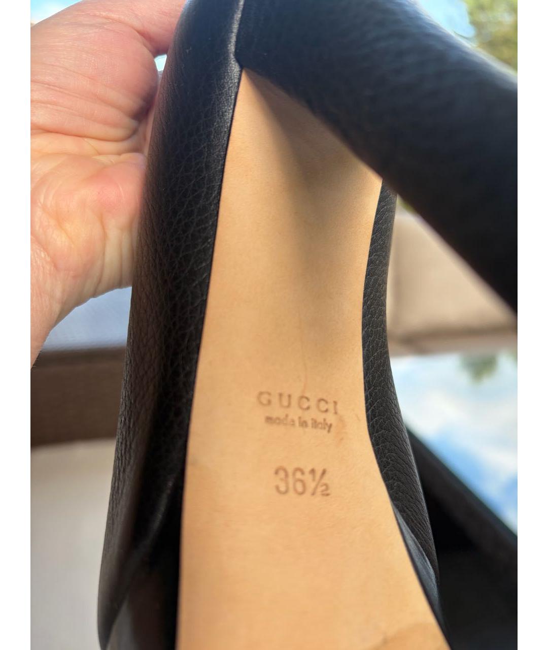 GUCCI Черные кожаные туфли, фото 6