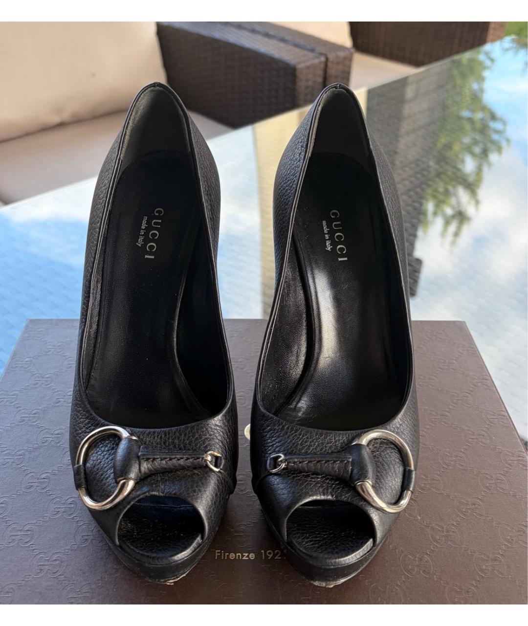 GUCCI Черные кожаные туфли, фото 2