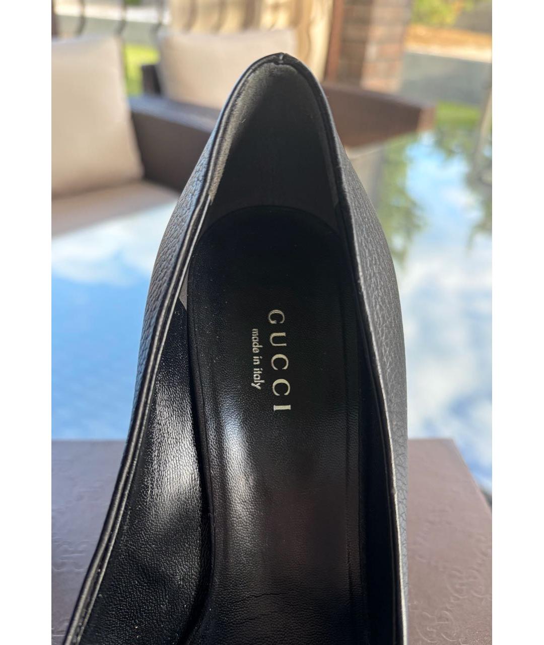 GUCCI Черные кожаные туфли, фото 5