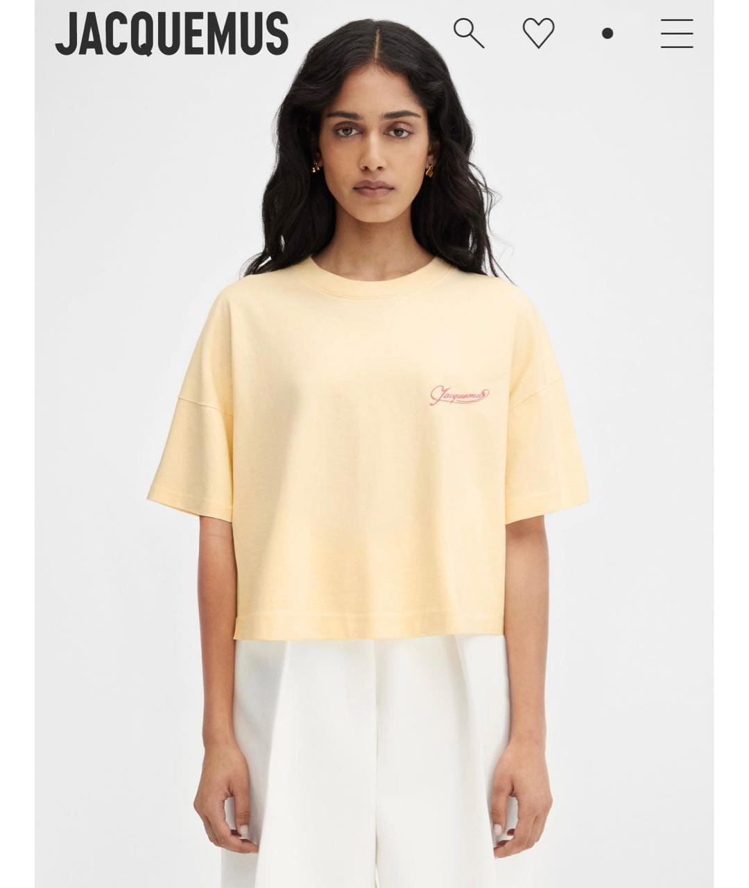 JACQUEMUS Желтая хлопковая футболка, фото 7