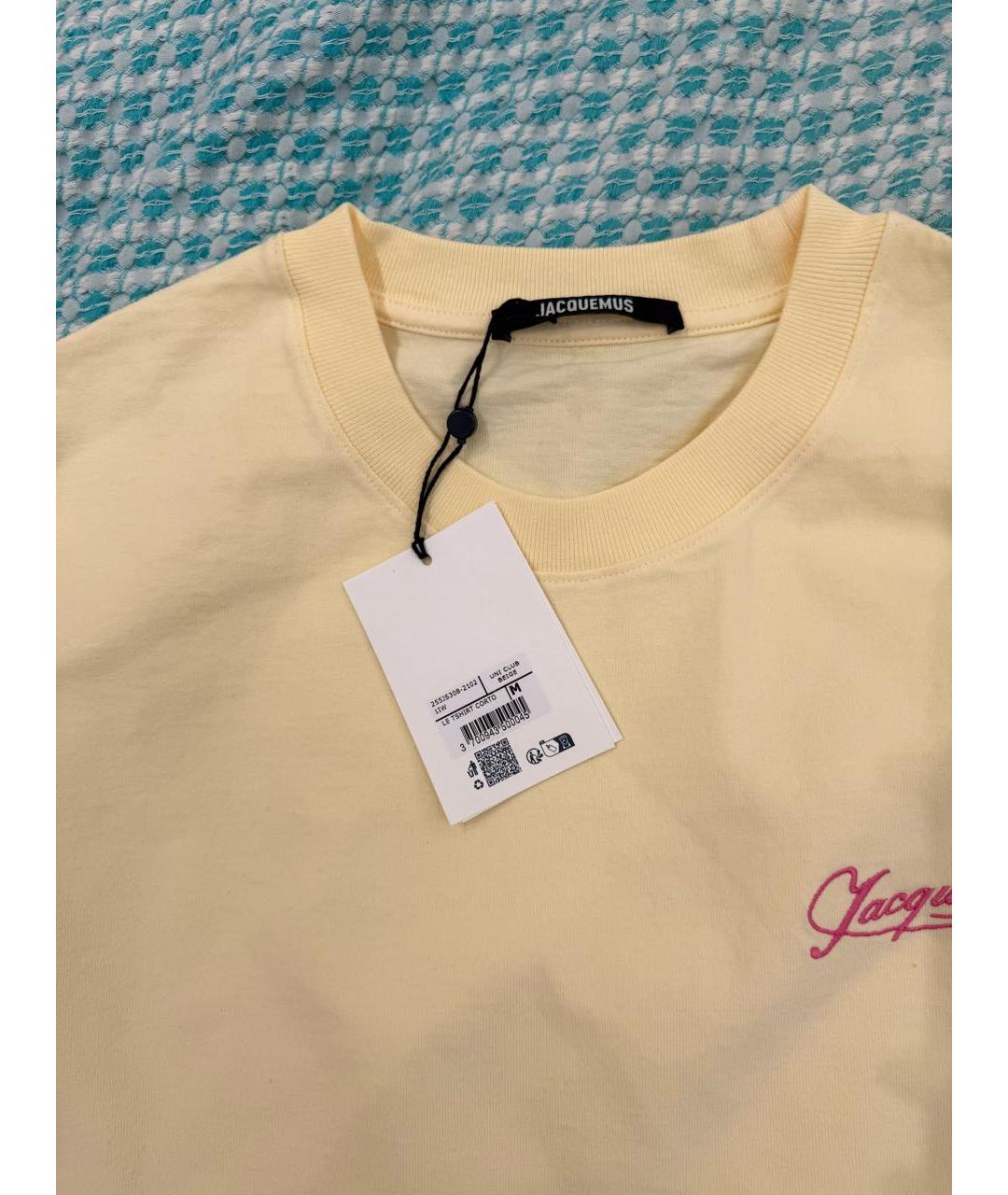 JACQUEMUS Желтая хлопковая футболка, фото 3