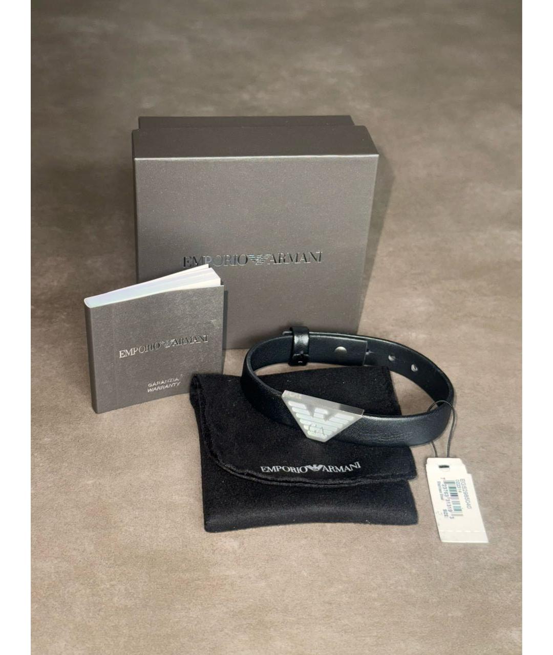 ARMANI EXCHANGE Черный кожаный браслет, фото 2