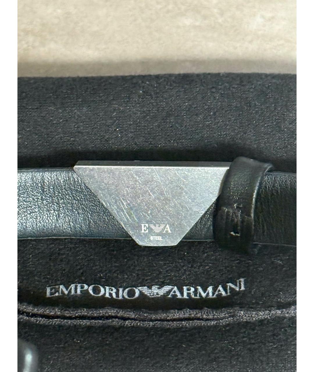 ARMANI EXCHANGE Черный кожаный браслет, фото 3