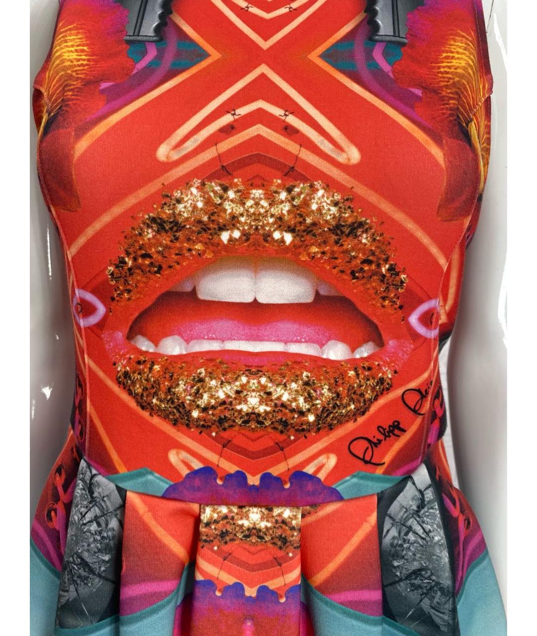 PHILIPP PLEIN Мульти полиэстеровое платье, фото 8