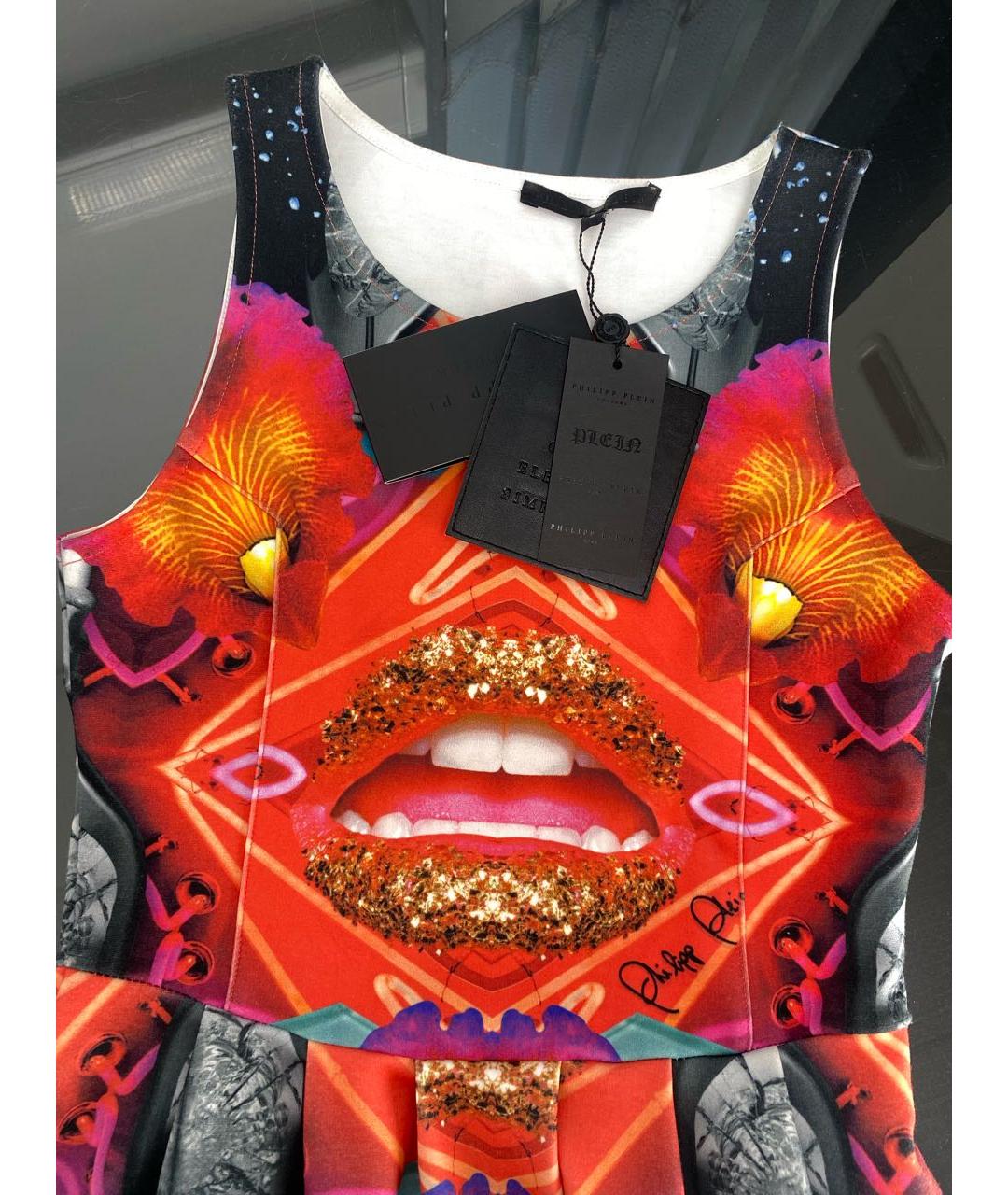 PHILIPP PLEIN Мульти полиэстеровое платье, фото 3